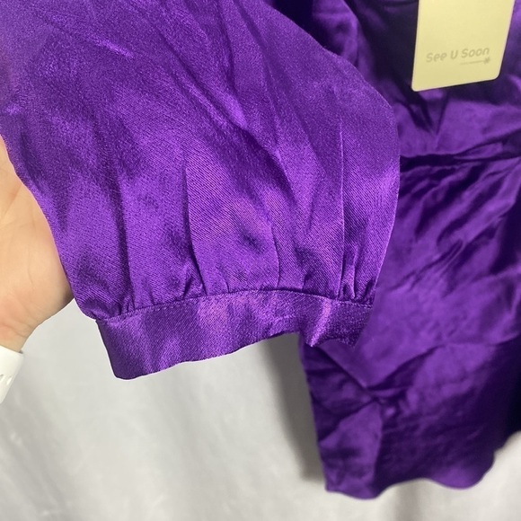 Anthropologie See U Soon Asymmetric Cocktail Mini Dress Eggplant Deep Purple - S - Picture 5 of 11